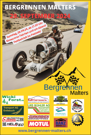 Bergrennen, Rennbetrieb von 08.00 bis ca. 17.00 Uhr, www.bergrennen-malters.ch