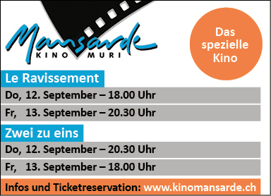 Kino Mansarde, "Le Ravissement", 18.00 Uhr, "Zwei zu eins", 20.30 Uhr, www.kinomansarde.ch