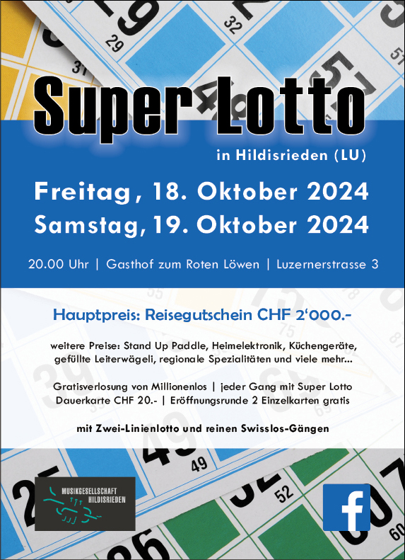 Super Lotto Musikgesellschaft Hildisrieden, Gasthof zum Roten Löwen, 20.00 Uhr