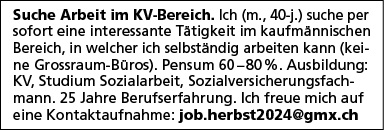 Arbeit im KV-Bereich